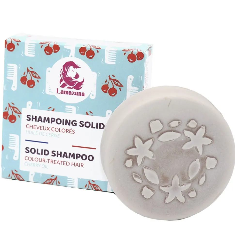 Lamazuna Festes Shampoo Kirschöl Coloriertes Haar 70 g