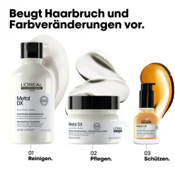 L'Oréal Professionnel Paris Serie Expert Metal DX Maske, für coloriertes und geschädigtes Haar, langanhaltende Farben & Glanz 250 ml
