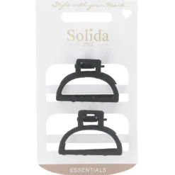 Solida Haarklammer Metall schwarz matt 2 Stück