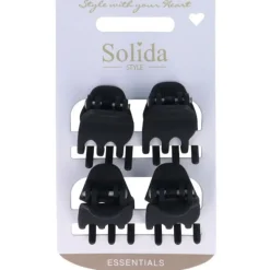 Solida Haarklammer schwarz matt klein 4 Stück