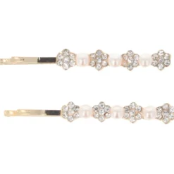 Solida Haarklemme Strass Perle gold 2 Stück