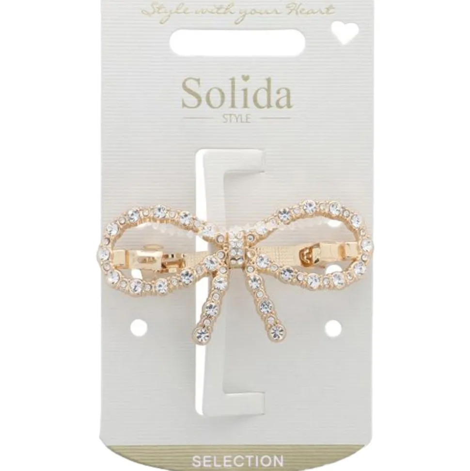 Solida Patentspange mit Schleife Strass Gold