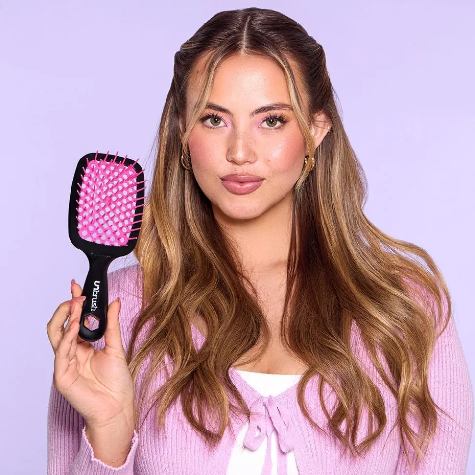 UNbrush Detangling Hair Brush Schwarz/Rosa